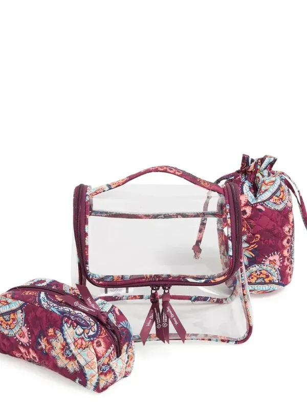 Vera Bradley Plum Floral Clear Travel Cosmetic Bag Set - Image 2