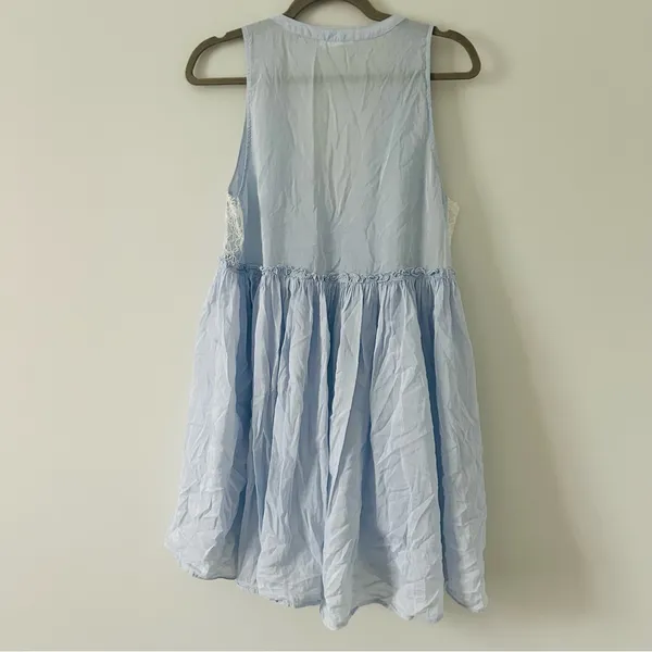 Anthropologie Floreat Loved By Cotton Silk Sleeveless Light Blue Lace Slip Dress - Image 5