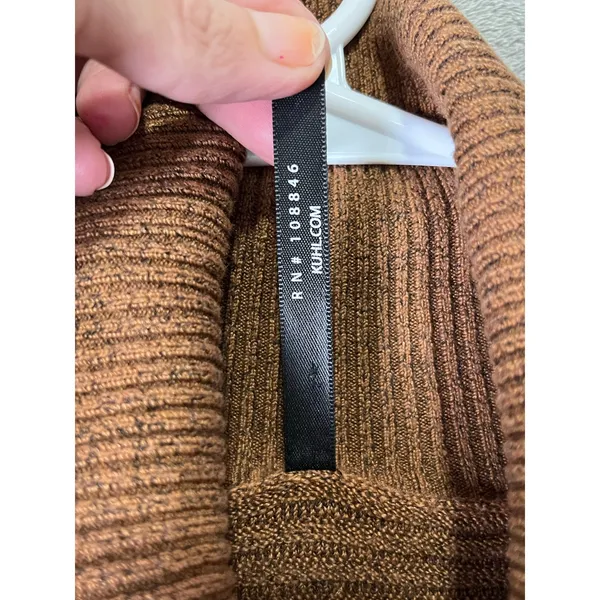 KÜHL Brown Textured Turtleneck Sweater Cozy Outdoorsy Hiking Gorpcore Knit Small - Image 6