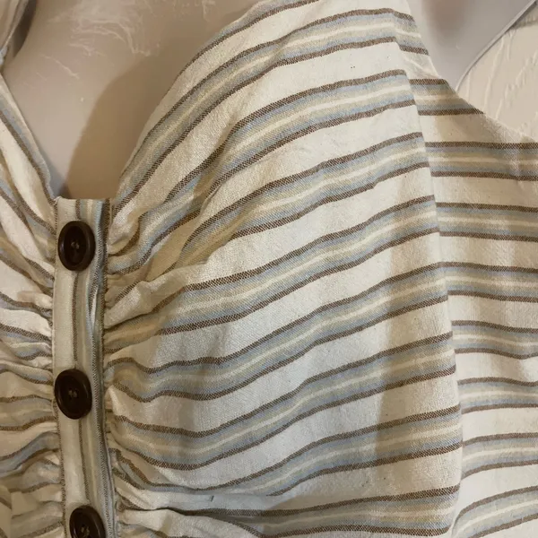 Lulu's Cream‎ and Tan Striped Crop Top - Image 2