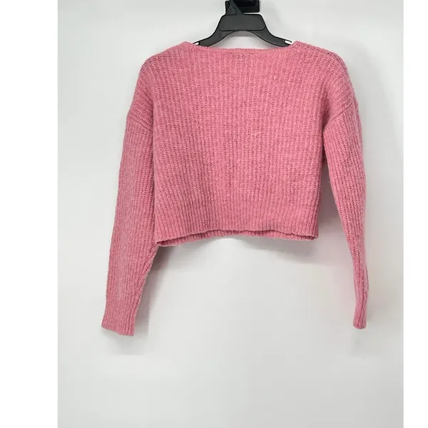 Vici Egremont V-Neck Crop Sweater Pedal Pink Wool Size Small‎ Oversize Boxy - Image 2