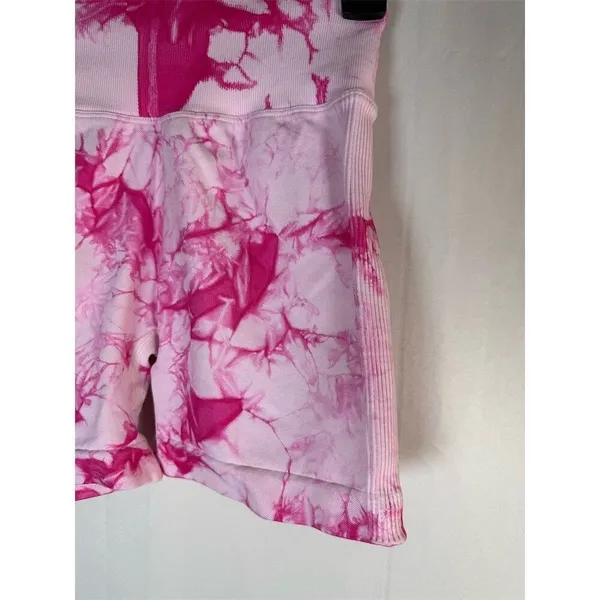 Unbranded Biker Shorts Womens M Pink Tie Dye High Waist Scrunch - Image 3