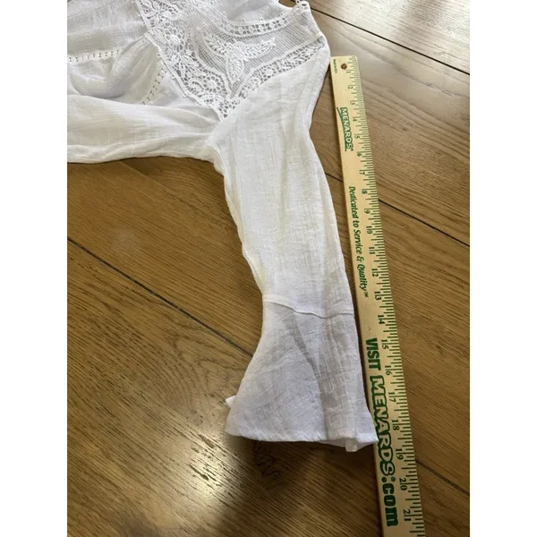 Zac & Rachel Floral Embroidered Tunic Top White‎ Lightweight Flowing Size Small - Image 6