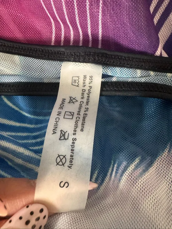 SheIn Abstract Graphic Mesh Mini Skirt Womens Size Small Sheer Blue Pink Cover Up - Image 8