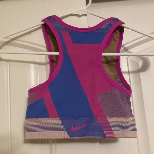 Nike Purple and Pink Colorblock Sports Bra XS Xtra Small Dri Fit Racerback - Image 2