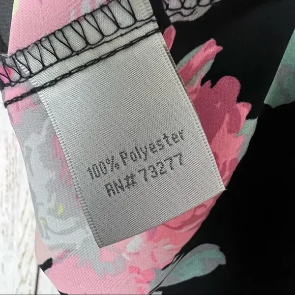 Lauren Conrad Women's Floral Print Tie Back Pleated Neck Blouse Sz M - Image 2