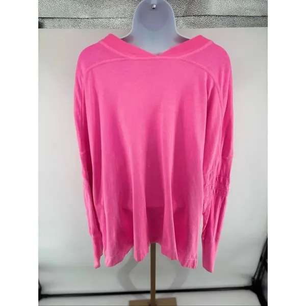 Free People FP Movement Oversized Tunic Medium Pink Long Sleeve V Neck - Image 8