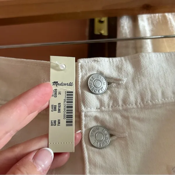 Madewell Denim Utility Shorts Button Fly‎ High Waisted Tile White NWT Size 31 - Image 4