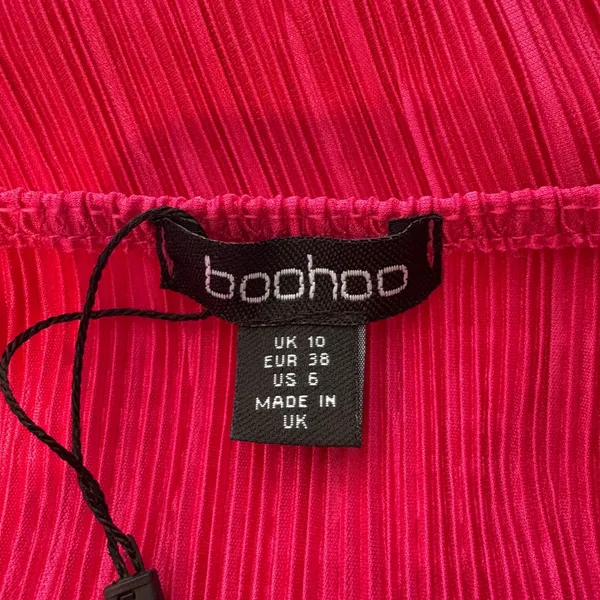 Boohoo Hot Pink Plisse High Neck Open Back Mini‎ Dress Going Out Clubwear US 6 - Image 5