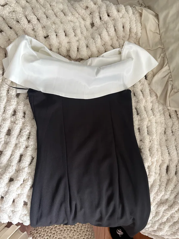 Black and white bow cocktail graduation dress - Image 6