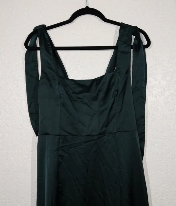 Show Me Your Mumu New Deep Emerald Luxe Satin Claire Midi Dress Large - Image 6