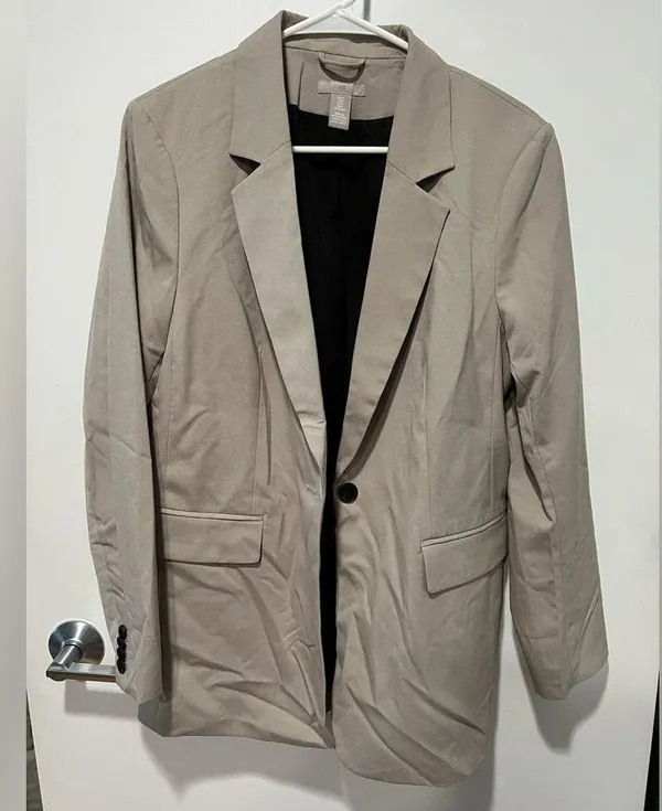 H&M Oversized taupe boyfriend blazer - Image 3