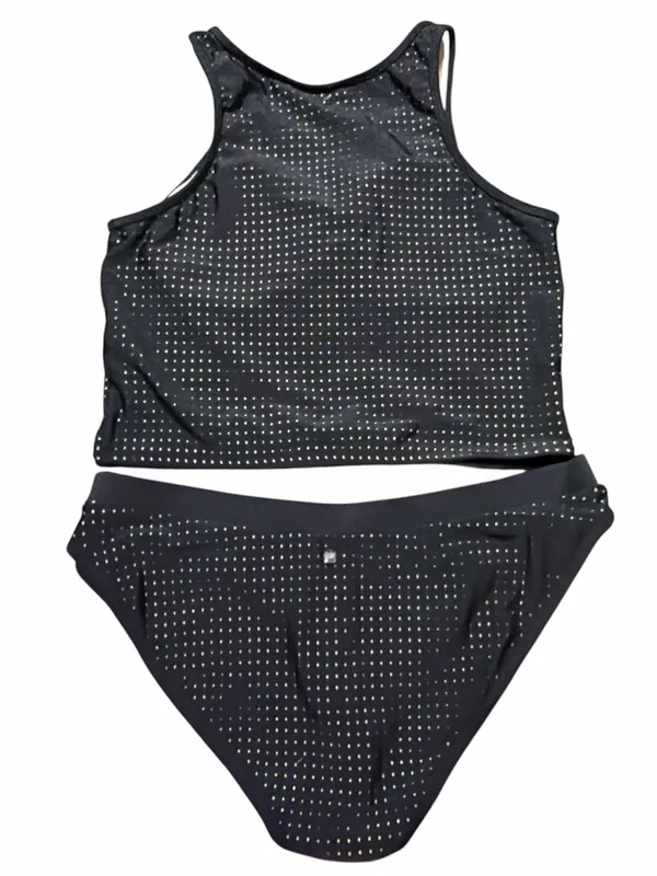 Fabletics Valentina Midi Bikini Top Bottom Set 2 Pc Black Perforated Large‎ - Image 2