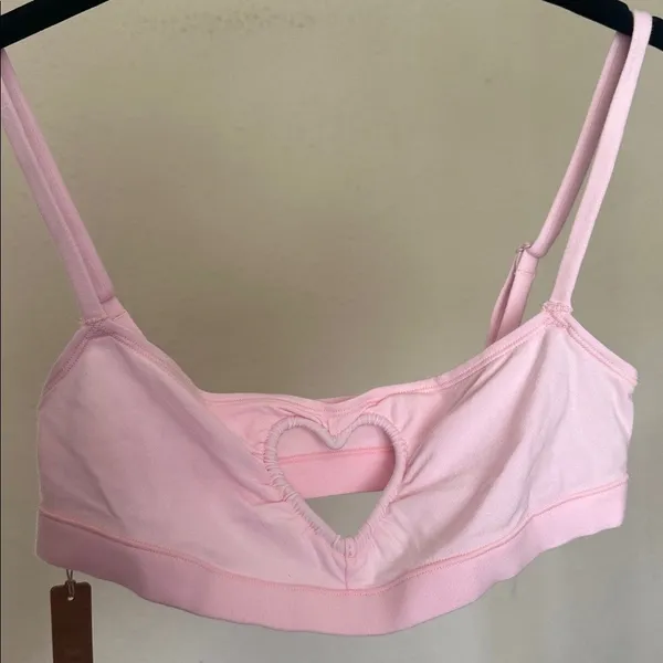 SKIMS Cotton Jersey Heart Cutout Scoop Bralette Cherry Blossom Pink SP-SCP-7415W - Image 3