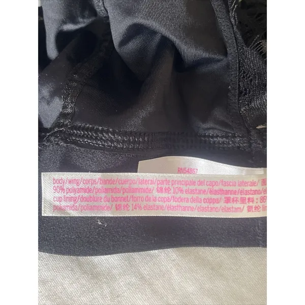 Victoria’s Secret Womens Bralette Bra Black Lace Triangle Logo Pullover Sz Small - Image 13