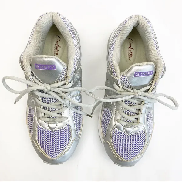 G-Defy Gravity Defyer Athletic Running Walking Shoes Sneakers: Grey/Purple/White - Image 2