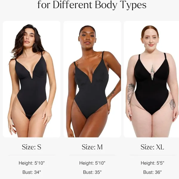 NWT Popilush Pink Shapewear Bodysuit‎ with Plunge Neckline Sz Small - Image 4