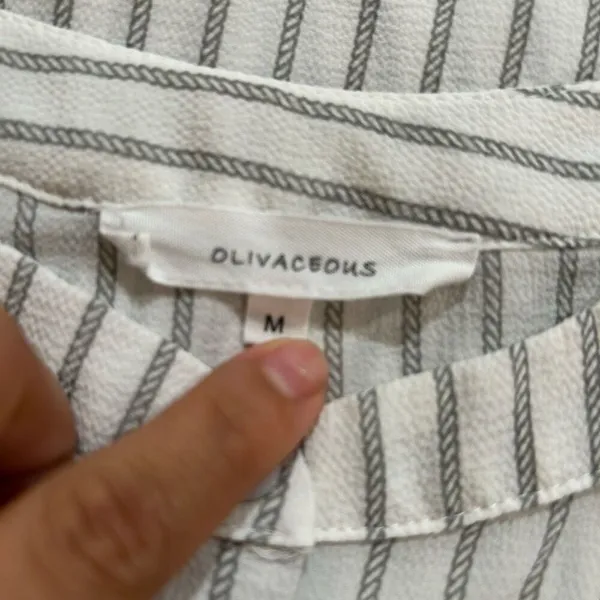 Olivaceous Women’s Medium Striped Button Down Tie Front Blouse - Image 3