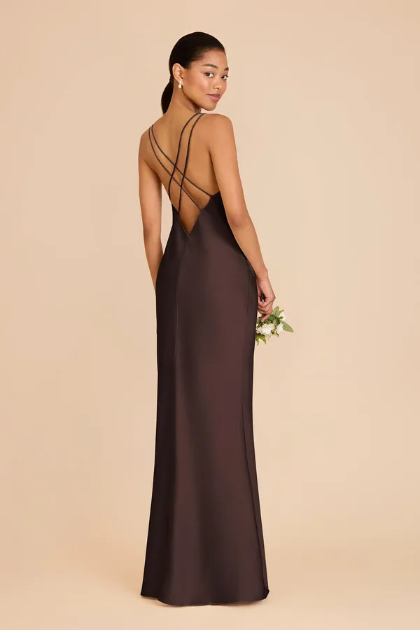 BIRDY GREY Dasha Dress in Matte Satin Espresso - Image 2
