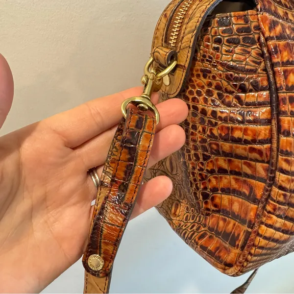 Brahmin Croc Embossed Leather Satchel Bag in‎ Toasted Pecan Melbourne - Image 6