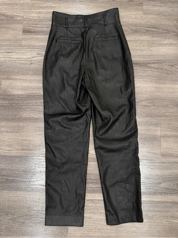 Aritzia Babaton Faux Leather Tapered Pants Black Size 0 - Image 6