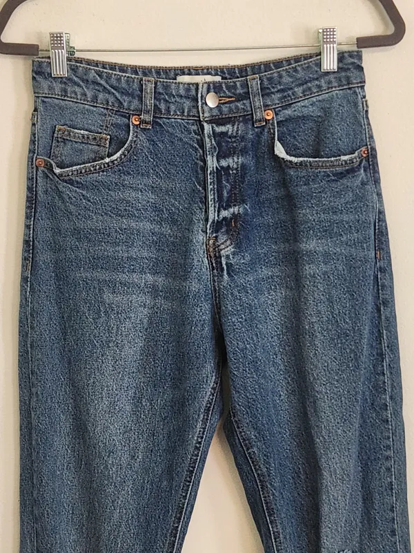 H&M Womens Button-Fly Distressed Straight Leg Jeans Size 6 - Image 3