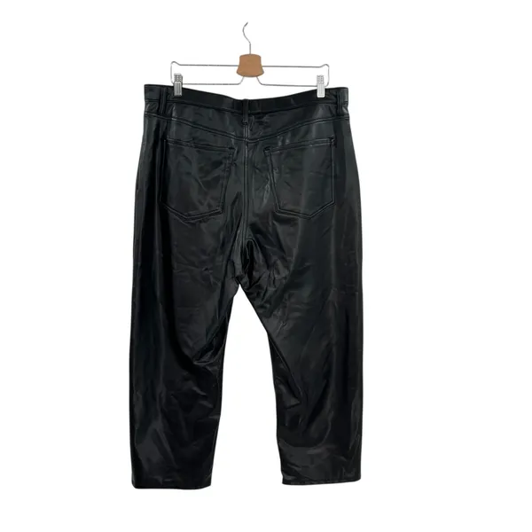 Abercrombie Vegan Leather Ankle Straight Pant Ultra High Rise Black Size 34‎ 18S - Image 8