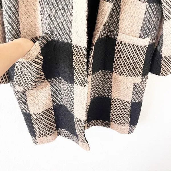 ASTR The Label Cora Plaid Wool Blend Peacoat Oversized Brown Black Coat - Image 6