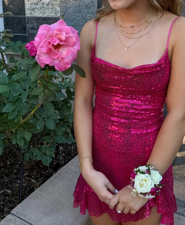 B Darlin Dress Homecoming Pink Sparkly - Image 2