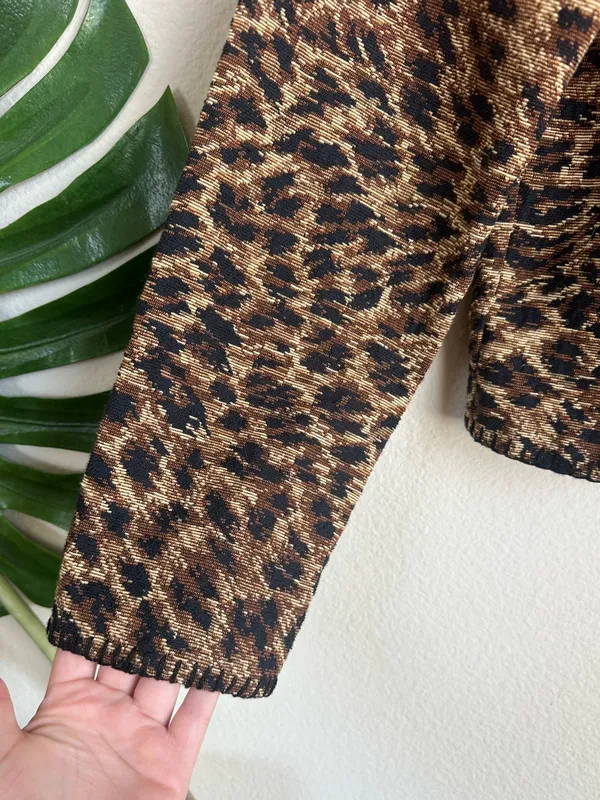 Vintage Cactus Flower Leopard Print Tapestry Jacket - Image 5