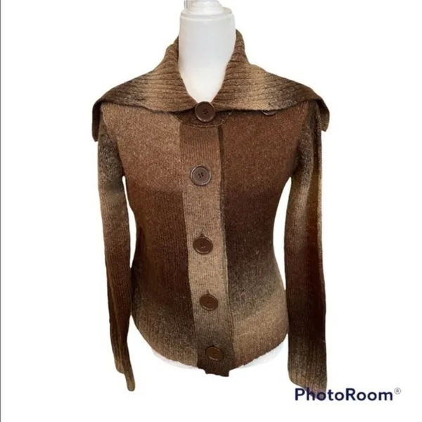 RXB Polyester Blend Cardigan Sweater Size S Brown - Image 2