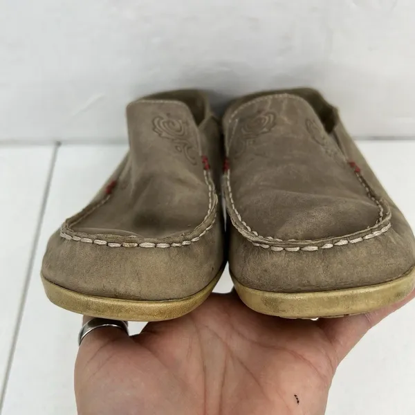 OluKai 9.5 Nohea Nubuck Loafers Taupe Leather Slip On Casual Comfort Shoes Women - Image 9