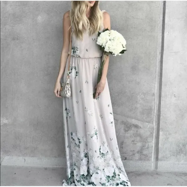 NWT Show Me Your MuMu floral maxi dress beige MEDIUM bohemian Bridesmaid prom - Image 3