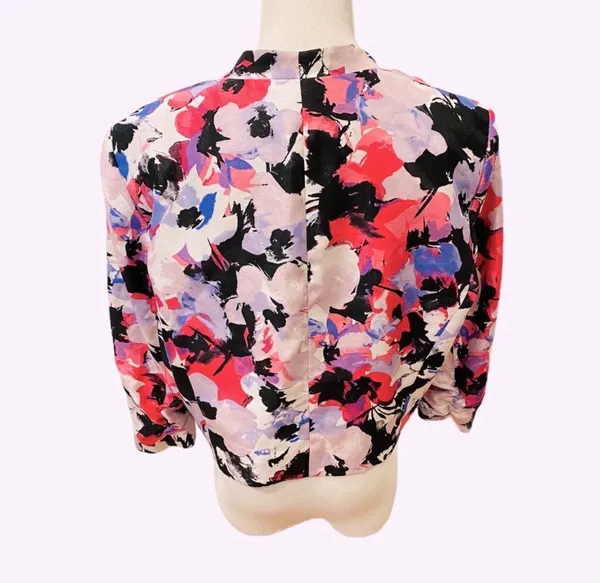 Retro Floral Waist Jacket Pink Black 14 Open Front Evan Picone Black Label - Image 4