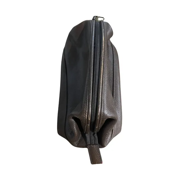Fossil Pebbled Leather Toiletry Zip Bag Travel Vintage 90s Cosmetic Overnight - Image 3