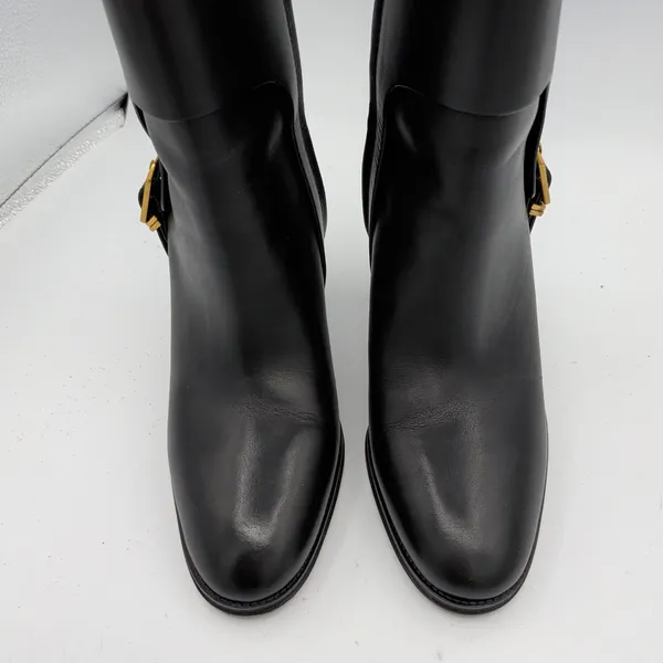 Franco Sarto Wyatt Black Leather Mid-Calf Block Heel Buckle‎ Boots 7M - Image 4