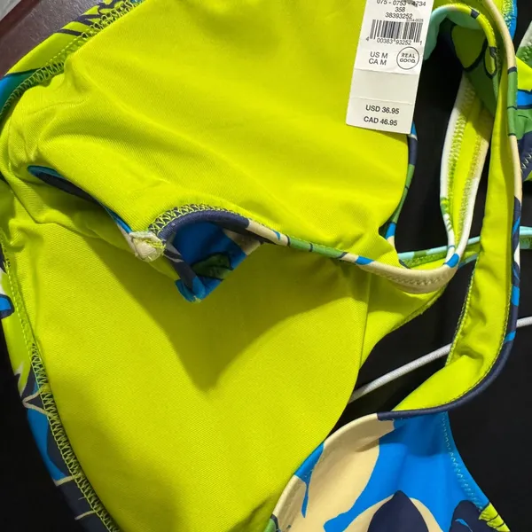 Aerie Real Good UPF 50 Tropical Floral Scoop V-Wire Bikini Bra M‎ Multicolor NEW - Image 10