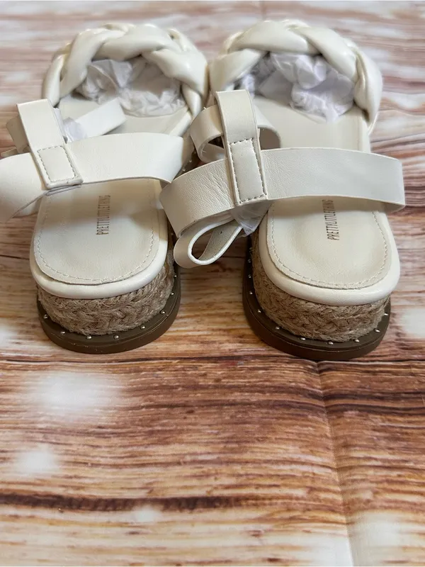 PrettyLittleThing White Strappy Espadrille Sandals Braid Plait 1.5 Heel Size 7 - Image 10