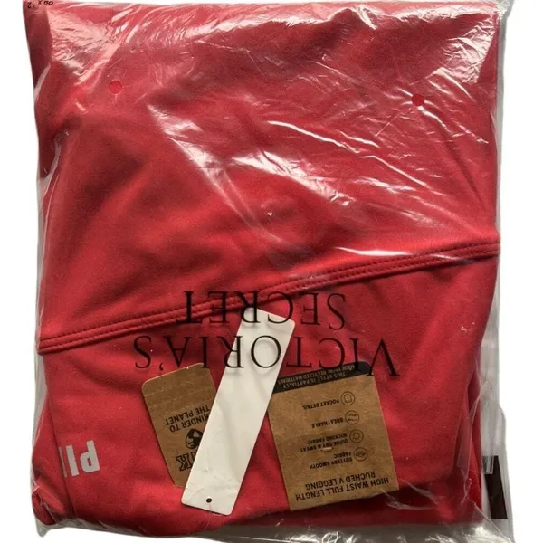 VICTORIA'S SECRET PINK Red Adjustable Waist Ruched Leggings, Medium - Image 3