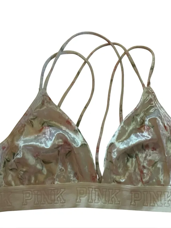 PINK Victoria's Secret Floral Velvet Bralette in Blush - Image 3