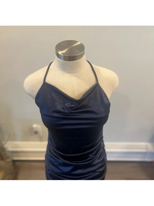 Windsor Navy Halter Ruched Mini Dress - Image 7
