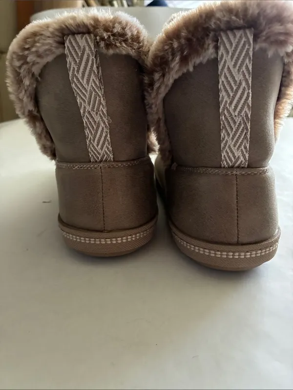 Skechers Plush-Collar Ankle Booties in Taupe - Image 5