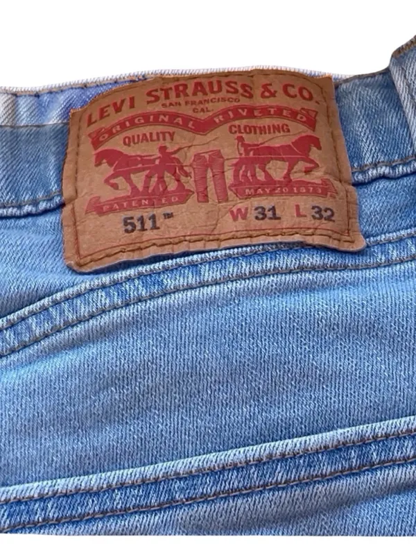 LEVI’S Light Wash Ripped Straight Leg Jeans - Blue - Image 7