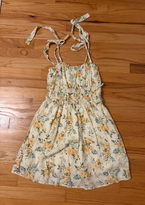 Aqua Yellow Floral Mini Dress - Image 2