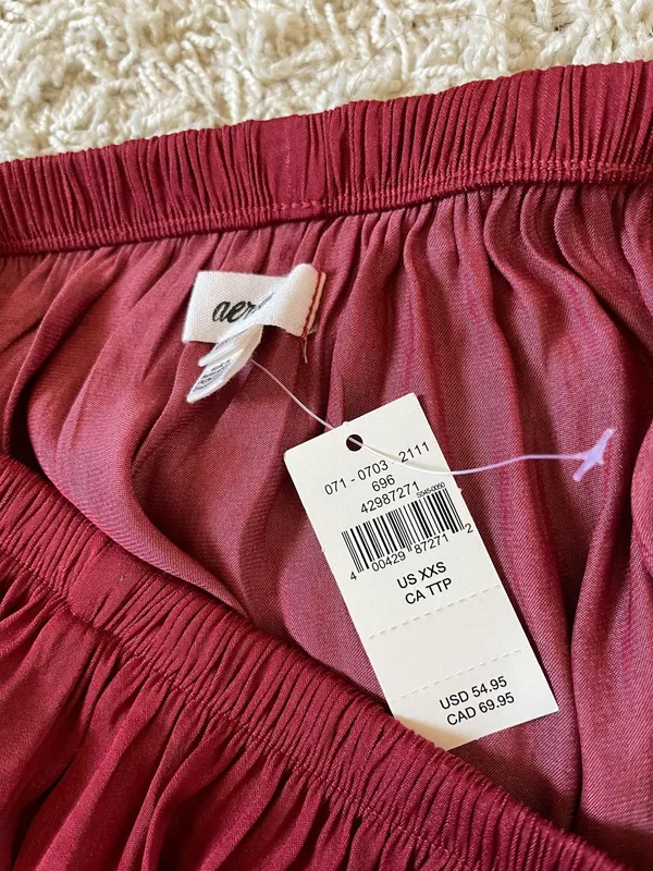 Aerie Burgundy Boho Handkerchief Midi Skirt - Image 5