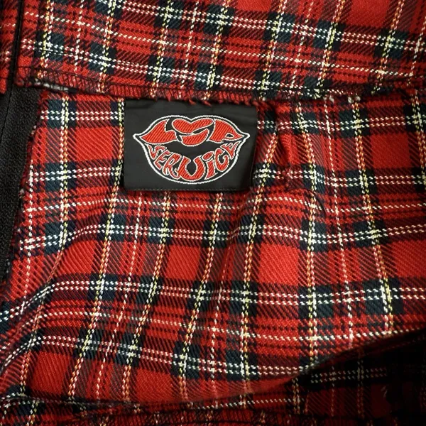 Lip‎ Service Size Large Hot Topic Red Tartan Plaid Skirt Y2K Goth Zippers Pleat - Image 5