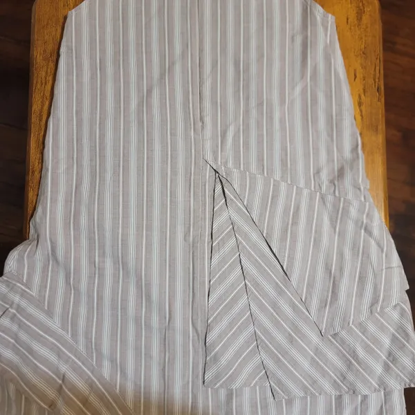Orchestra France Taupe Striped Asymmetrical Mini Dress 100% Cotton - Image 6