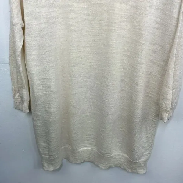 Anthropologie Moth Womans Ivory Tan Sweater Oversized Long Tunic Slits size XS - Image 8