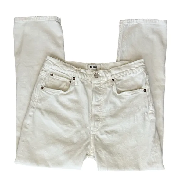 Agolde Women’s Riley Crop Straight Leg Sour Cream White Denim Jeans Size 28 - Image 4