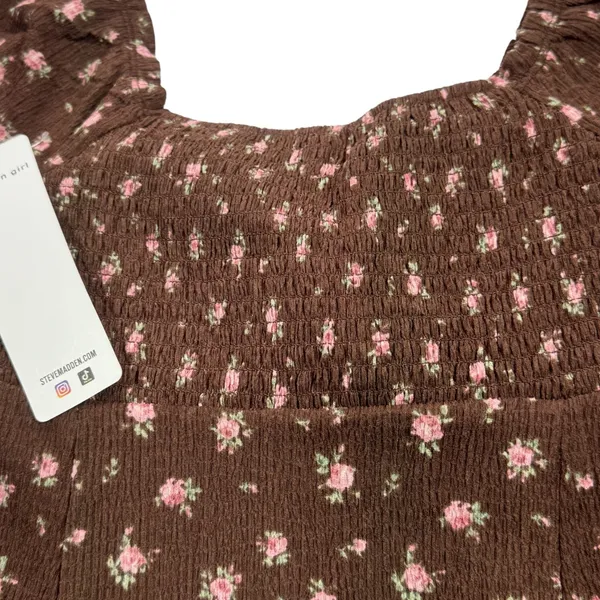 NEW Madden Girl‎ Brown Pink Floral Fit and Flare Dress Juniors Small Cottagecore - Image 5